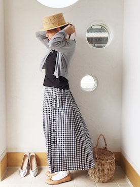 「index（インデックス）のアイテム（ハット）」を使った、きゃのさん（レディース・155cm）の春コーディネート