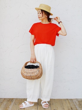 「index（インデックス）のアイテム（帽子）」を使った、きゃのさん（レディース・155cm）の夏コーディネート