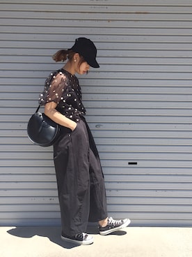 「CONVERSE（コンバース）のconverse（コンバース） ALL STAR OX（オールスターOX）（スニーカー）」を使った、きゃのさん（レディース・155cm）の夏コーディネート