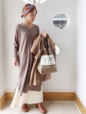 「archives（アルシーヴ）のアイテム（トレンチコート）」を使った、きゃのさん（レディース・155cm）の冬コーディネート