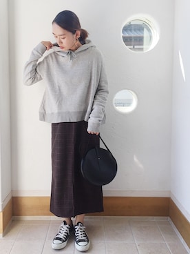 「archives e'pice（アルシーヴエピス）のアイテム（スカート）」を使った、きゃのさん（レディース・155cm）の秋コーディネート