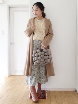 「archives（アルシーヴ）のアイテム（トレンチコート）」を使った、きゃのさん（レディース・155cm）の冬コーディネート