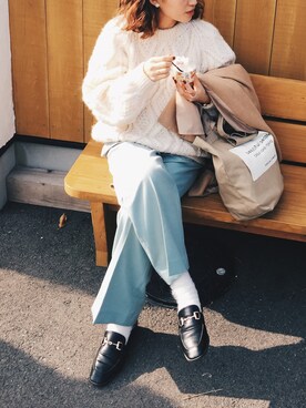 「archives（アルシーヴ）のアイテム（トレンチコート）」を使った、きゃのさん（レディース・155cm）の冬コーディネート