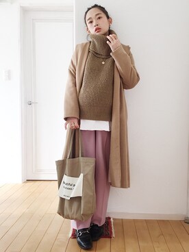 「archives（アルシーヴ）のアイテム（トレンチコート）」を使った、きゃのさん（レディース・155cm）の冬コーディネート