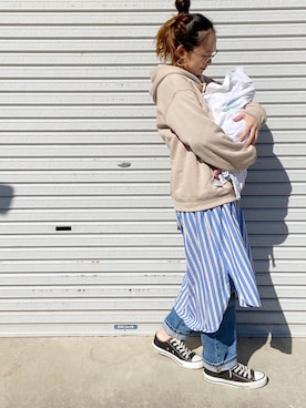 「CONVERSE（コンバース）のconverse（コンバース） ALL STAR OX（オールスターOX）（スニーカー）」を使った、きゃのさん（レディース・155cm）の春コーディネート