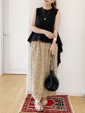 「petitcro（プティクロ）のpetitcro  ワイドバングル PCKB1901001（バングル/リストバンド）」を使った、きゃのさん（レディース・155cm）の夏コーディネート