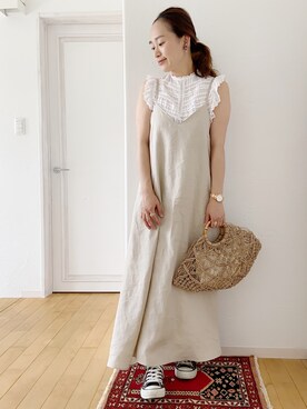 「CONVERSE（コンバース）のconverse（コンバース） ALL STAR OX（オールスターOX）（スニーカー）」を使った、きゃのさん（レディース・155cm）の夏コーディネート