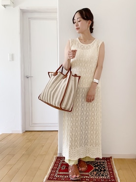 「petitcro（プティクロ）のpetitcro  ワイドバングル PCKB1901001（バングル/リストバンド）」を使った、きゃのさん（レディース・155cm）の夏コーディネート