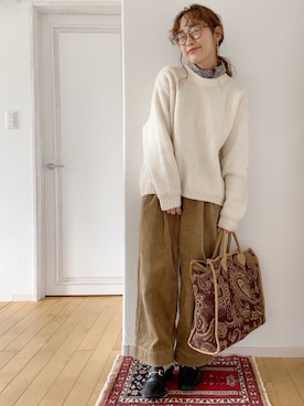 「デカバッグ」｜「アイテム（財布/小物）」を使った、きゃのさん（レディース・155cm）の冬コーディネート