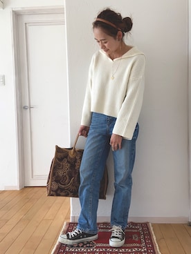 「emesuelee（エメスーリー）のアイテム」を使った、きゃのさん（レディース・155cm）の冬コーディネート