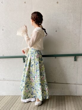 かすれフラワー ギャザースカート◇を使った人気ファッション