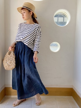 「BERRETTA（ベルレッタ）のアイテム」を使った、きゃのさん（レディース・155cm）の夏コーディネート