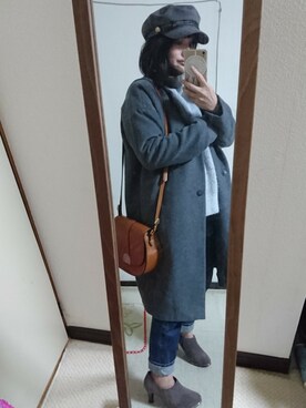 「URBAN RESEARCH（アーバンリサーチ）のアイテム（ノーカラージャケット）」を使った、あきさん（レディース・150cm）の冬コーディネート