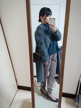 「URBAN RESEARCH（アーバンリサーチ）のアイテム（ノーカラージャケット）」を使った、あきさん（レディース・150cm）の冬コーディネート