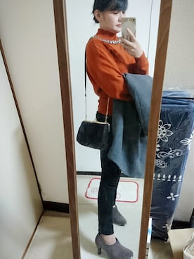 「URBAN RESEARCH（アーバンリサーチ）のアイテム（ノーカラージャケット）」を使った、あきさん（レディース・150cm）の冬コーディネート