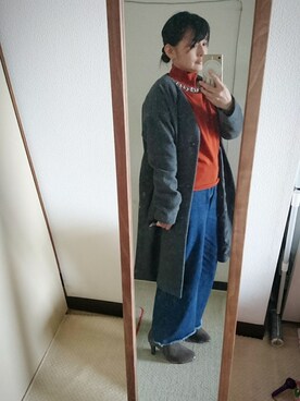 「URBAN RESEARCH（アーバンリサーチ）のアイテム（ノーカラージャケット）」を使った、あきさん（レディース・150cm）の冬コーディネート