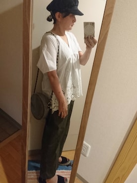 「アーバンリサーチ」｜「アイテム（キャスケット）」を使った、あきさん（レディース・150cm）の夏コーディネート