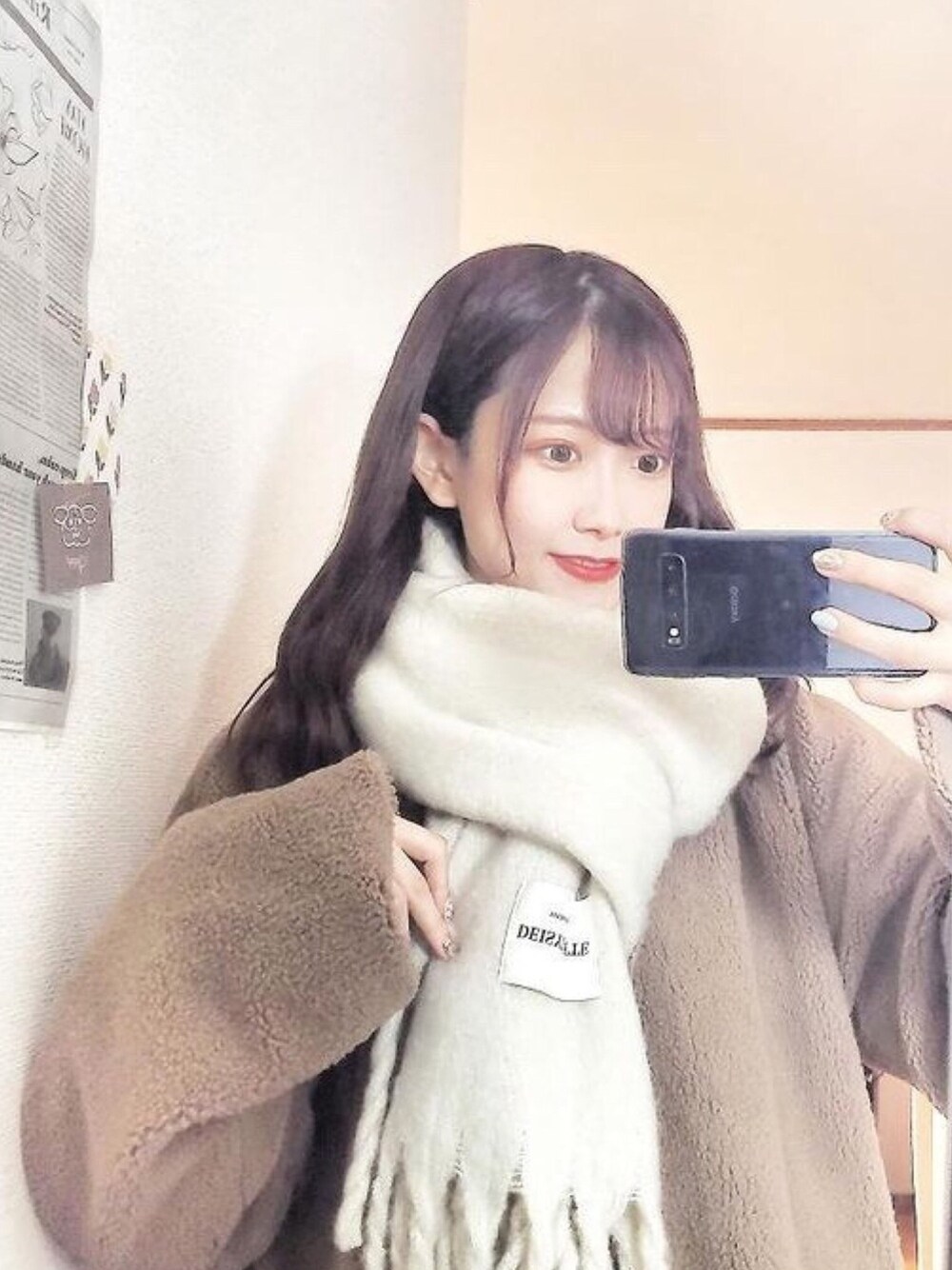 「マフラー、コート、冬、おしゃれさんと繋がりたい、いいね、save、フォローお願いします🤑、プチプラコーデ、ブラウン、大人カジュアル、オトナ女子、outfit」｜「paravionのアイテム（ノーカラーコート、ブラウン系）」を使った、rihoさん（レディース・159cm）の冬コーディネートの1枚目の写真