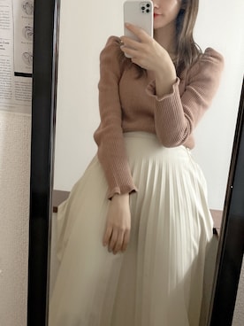 「GRL（グレイル）のプリーツスカート（スカート）」を使った、rihoさん（レディース・159cm）の冬コーディネート