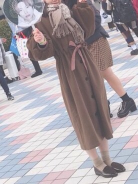 「ORiental TRaffic（オリエンタルトラフィック）のアイテム（ローファー）」を使った、リナさん（レディース・158cm）の冬コーディネート