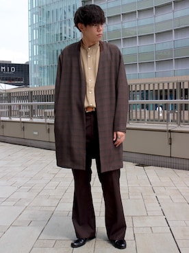 「tk.TAKEO KIKUCHI（ティーケータケオキクチ）のアイテム（ノーカラージャケット）」を使った、tk.TAKEO KIKUCHIあべのQ'smallさん（メンズ・178cm）の秋コーディネート