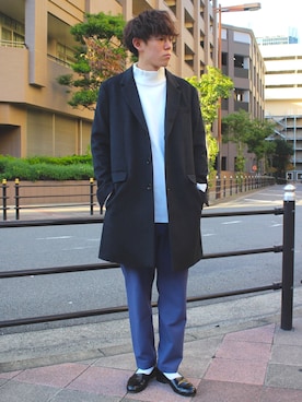 「tk.TAKEO KIKUCHI（ティーケータケオキクチ）のアイテム（チェスターコート）」を使った、tk.TAKEO KIKUCHIあべのQ'smallさん（メンズ・178cm）の秋コーディネート