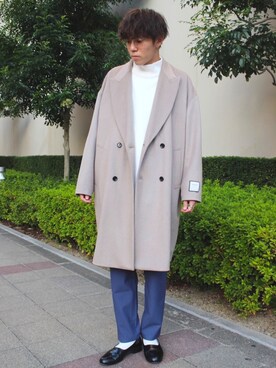「tk.TAKEO KIKUCHI（ティーケータケオキクチ）のアイテム（チェスターコート）」を使った、tk.TAKEO KIKUCHIあべのQ'smallさん（メンズ・178cm）の秋コーディネート
