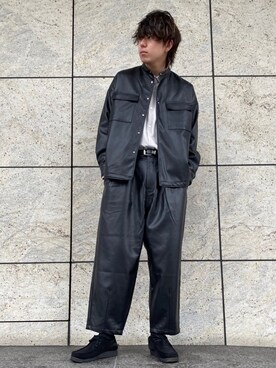 「tk.TAKEO KIKUCHI」｜「アイテム（ライダースジャケット）」を使った、tk.TAKEO KIKUCHIあべのQ'smallさん（メンズ・178cm）の冬コーディネート