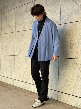「tk.TAKEO KIKUCHI（ティーケータケオキクチ）のアイテム（ノーカラージャケット）」を使った、tk.TAKEO KIKUCHIあべのQ'smallさん（メンズ・178cm）の冬コーディネート