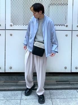 「ライトブルー」｜「アイテム（ブルゾン）」を使った、tk.TAKEO KIKUCHIあべのQ'smallさん（メンズ・178cm）の冬コーディネート