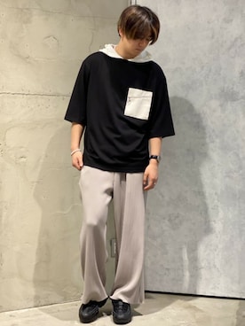 「tk.TAKEO KIKUCHI（ティーケータケオキクチ）のアイテム（パーカー）」を使った、tk.TAKEO KIKUCHIあべのQ'smallさん（メンズ・180cm）の春コーディネート