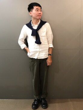 「日系极简」｜「アイテム（アクセサリー）」を使った、Chi Averyさん（メンズ・160cm）の秋コーディネート