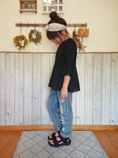 セール】本格的なダメージ加工のキッズデニム（デニムパンツ 