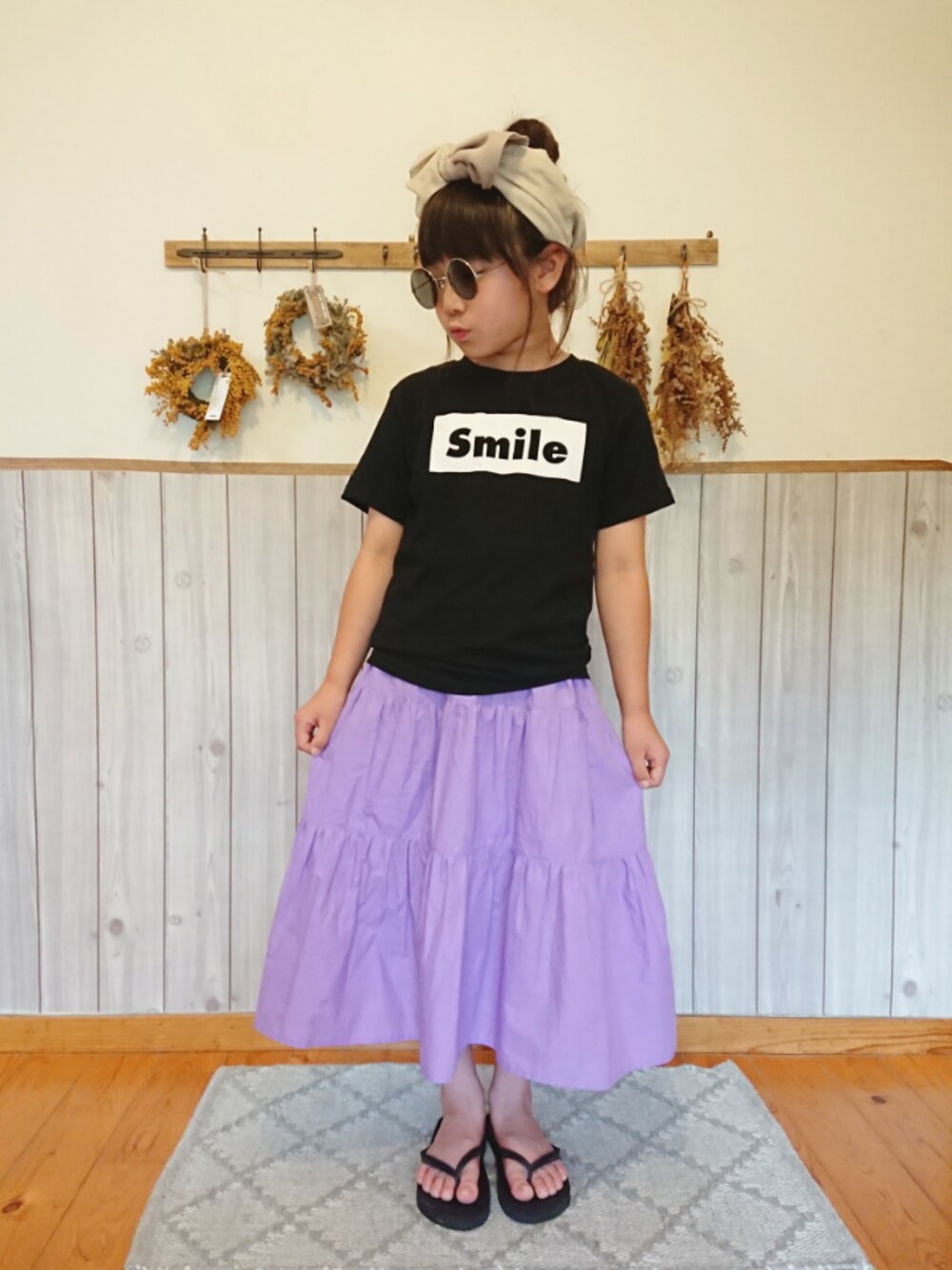 「パンプル乳祭、キッズコーデ、女の子、小学生、パープル、プチプラ、OCHBD」｜「GUのアイテム（スカート、パープル系）」を使った、ku-amiさん（キッズ・127cm）の夏コーディネートの1枚目の写真