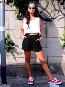 ウエストギャザースウェットショートパンツを使ったショップスタッフのレディース人気ファッションコーディネート Wear