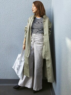 「AZUL ENCANTO」｜「アイテム（ミリタリージャケット）」を使った、NICOさん（レディース・158cm）の春コーディネート