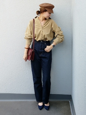 「AZUL ENCANTO（アズールエンカント）のアイテム（シャツ/ブラウス）」を使った、NICOさん（レディース・158cm）の秋コーディネート