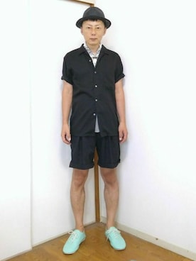 「mercibeaucoup,（メルシーボークー）のアイテム（シューズ）」を使った、nunuhomme【アラフィフ】さん（メンズ・166cm）の夏コーディネート