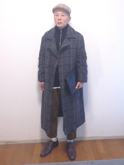 nunuhomme【アラフィフ】使用「CASPER JOHN AIVER（CASPER JOHN AIVER　ラインチェックチェスターコート）」的時尚穿搭