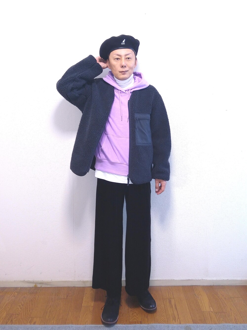 「休日スタイル、プチプラ、ootd、春コーデ、低身長、オトナカジュアル、アラフィフ、おしゃれさんと繋がりたい、レイヤードstyle」｜「UNIQLOのアイテム（その他アウター、ブラック系）」を使った、nunuhomme【アラフィフ】さん（メンズ・166cm）の冬コーディネートの1枚目の写真
