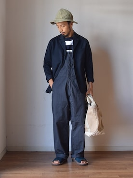 「WORKERS（ワーカーズ）のアイテム」を使った、comoda上西猛夫さん（メンズ・168cm）の夏コーディネート