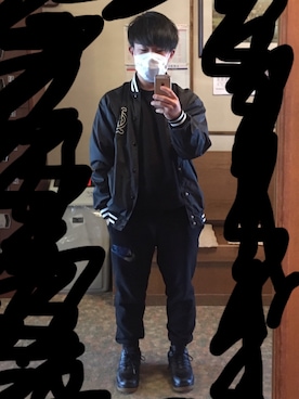 「sneakers」｜「アイテム（ナイロンジャケット）」を使った、唯人さん（メンズ・159cm）の冬コーディネート