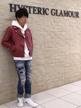 「hystericglamour」｜「アイテム（ライダースジャケット）」を使った、TAIYOさん（メンズ・171cm）の秋コーディネート