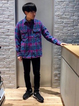 「HYSTERIC GLAMOUR（ヒステリックグラマー）のREVOLUTION SOUNDS刺繍 CPOシャツ（シャツ/ブラウス）」を使った、TAIYOさん（メンズ・171cm）の秋コーディネート