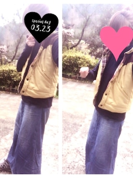 「ハーフアップお団子」｜「アイテム（パーカー）」を使った、yoppiiiさん（レディース・159cm）の春コーディネート