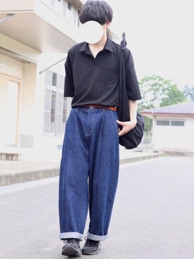 「Lui's（ルイス）のナローベルト（ベルト）」を使った、SHOWさん（メンズ・173cm）の夏コーディネート