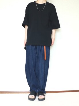 「Lui's（ルイス）のナローベルト（ベルト）」を使った、SHOWさん（メンズ・172cm）の夏コーディネート