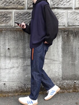 「Lui's（ルイス）のナローベルト（ベルト）」を使った、SHOWさん（メンズ・172cm）の秋コーディネート