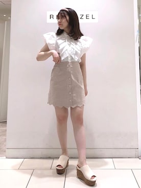 「REDYAZEL（レディアゼル）のアイテム（サンダル）」を使った、miさん（レディース・150cm）の春コーディネート