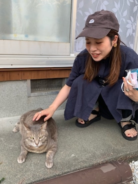 「PAR ICI」｜「アイテム（帽子）」を使った、ひらこさん（レディース・153cm）の夏コーディネート